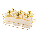 Maxbell Sugar Jars 6 Grids with Tray Multifunctional for Dining Room Wedding Kitchen Transparent Gold