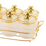 Maxbell Sugar Jars 6 Grids with Tray Multifunctional for Dining Room Wedding Kitchen Transparent Gold