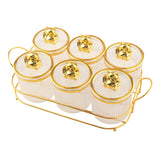 Maxbell Sugar Jars 6 Grids with Tray Multifunctional for Dining Room Wedding Kitchen Transparent Gold