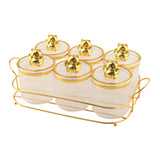 Maxbell Sugar Jars 6 Grids with Tray Multifunctional for Dining Room Wedding Kitchen Transparent Gold
