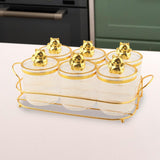Maxbell Sugar Jars 6 Grids with Tray Multifunctional for Dining Room Wedding Kitchen Transparent Gold