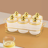 Maxbell Sugar Jars 6 Grids with Tray Multifunctional for Dining Room Wedding Kitchen Transparent Gold