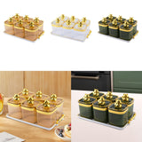 Maxbell Sugar Jars 6 Grids with Tray Multifunctional for Living Room Kitchen Wedding Amber