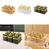 Maxbell Sugar Jars 6 Grids with Tray Multifunctional for Living Room Kitchen Wedding Amber