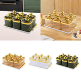 Maxbell Sugar Jars 6 Grids with Tray Multifunctional for Living Room Kitchen Wedding Amber