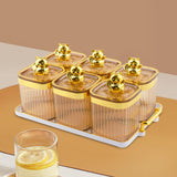 Maxbell Sugar Jars 6 Grids with Tray Multifunctional for Living Room Kitchen Wedding Amber