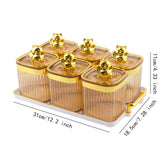 Maxbell Sugar Jars 6 Grids with Tray Multifunctional for Living Room Kitchen Wedding Amber