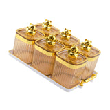 Maxbell Sugar Jars 6 Grids with Tray Multifunctional for Living Room Kitchen Wedding Amber