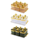 Maxbell Sugar Jars 6 Grids with Tray Multifunctional for Living Room Kitchen Wedding Amber