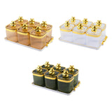 Maxbell Sugar Jars 6 Grids with Tray Multifunctional for Living Room Kitchen Wedding Amber
