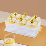 Maxbell Sugar Jars 6 Grids with Tray Multifunctional for Living Room Kitchen Wedding Transparent