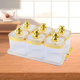 Maxbell Sugar Jars 6 Grids with Tray Multifunctional for Living Room Kitchen Wedding Transparent