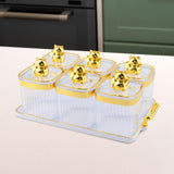 Maxbell Sugar Jars 6 Grids with Tray Multifunctional for Living Room Kitchen Wedding Transparent