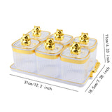 Maxbell Sugar Jars 6 Grids with Tray Multifunctional for Living Room Kitchen Wedding Transparent
