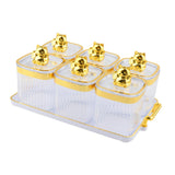 Maxbell Sugar Jars 6 Grids with Tray Multifunctional for Living Room Kitchen Wedding Transparent