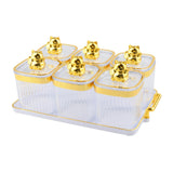 Maxbell Sugar Jars 6 Grids with Tray Multifunctional for Living Room Kitchen Wedding Transparent
