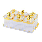 Maxbell Sugar Jars 6 Grids with Tray Multifunctional for Living Room Kitchen Wedding Transparent
