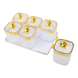 Maxbell Sugar Jars 6 Grids with Tray Multifunctional for Living Room Kitchen Wedding Transparent