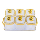 Maxbell Sugar Jars 6 Grids with Tray Multifunctional for Living Room Kitchen Wedding Transparent