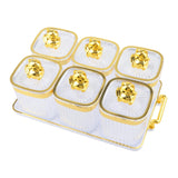 Maxbell Sugar Jars 6 Grids with Tray Multifunctional for Living Room Kitchen Wedding Transparent