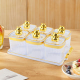 Maxbell Sugar Jars 6 Grids with Tray Multifunctional for Living Room Kitchen Wedding Transparent