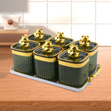 Maxbell Sugar Jars 6 Grids with Tray Multifunctional for Living Room Kitchen Wedding Fruit Green