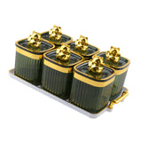 Maxbell Sugar Jars 6 Grids with Tray Multifunctional for Living Room Kitchen Wedding Fruit Green