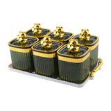 Maxbell Sugar Jars 6 Grids with Tray Multifunctional for Living Room Kitchen Wedding Fruit Green