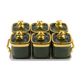 Maxbell Sugar Jars 6 Grids with Tray Multifunctional for Living Room Kitchen Wedding Fruit Green