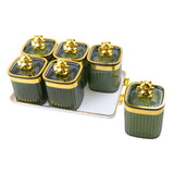 Maxbell Sugar Jars 6 Grids with Tray Multifunctional for Living Room Kitchen Wedding Fruit Green