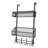 Maxbell over The Door Storage Rack Back of Door Storage Organizer for Pantry Kitchen Black Double Tier