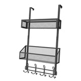Maxbell over The Door Storage Rack Back of Door Storage Organizer for Pantry Kitchen Black Double Tier