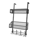 Maxbell over The Door Storage Rack Back of Door Storage Organizer for Pantry Kitchen Black Double Tier