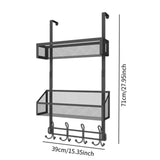 Maxbell over The Door Storage Rack Back of Door Storage Organizer for Pantry Kitchen Black Double Tier