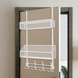 Maxbell over The Door Storage Rack Back of Door Storage Organizer for Pantry Kitchen White Double Tier