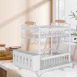 Maxbell Dish Drying Rack 2 Layer Dish Rack for Kitchen Counter Countertop Restaurant White