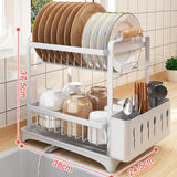 Maxbell Dish Drying Rack 2 Layer Dish Rack for Kitchen Counter Countertop Restaurant White