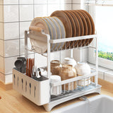Maxbell Dish Drying Rack 2 Layer Dish Rack for Kitchen Counter Countertop Restaurant White