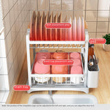 Maxbell Dish Drying Rack 2 Layer Dish Rack for Kitchen Counter Countertop Restaurant White