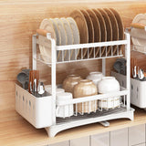 Maxbell Dish Drying Rack 2 Layer Dish Rack for Kitchen Counter Countertop Restaurant White