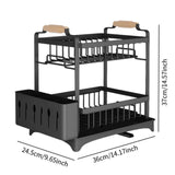 Maxbell Dish Drying Rack 2 Layer Dish Rack for Kitchen Counter Countertop Restaurant Black