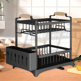 Maxbell Dish Drying Rack 2 Layer Dish Rack for Kitchen Counter Countertop Restaurant Black