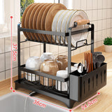 Maxbell Dish Drying Rack 2 Layer Dish Rack for Kitchen Counter Countertop Restaurant Black