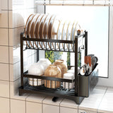 Maxbell Dish Drying Rack 2 Layer Dish Rack for Kitchen Counter Countertop Restaurant Black