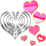 Maxbell 6Pcs Valentine's Heart Shaped Cookie Cutter Stainless Steel for Anniversary