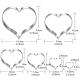 Maxbell 6Pcs Valentine's Heart Shaped Cookie Cutter Stainless Steel for Anniversary