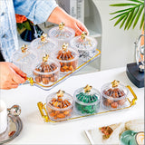 Maxbell Divided Serving Dishes Dried Fruit Tray with Lid for Cookies Dried Fruit Nut 3 Grid
