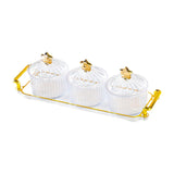 Maxbell Divided Serving Dishes Dried Fruit Tray with Lid for Cookies Dried Fruit Nut 3 Grid