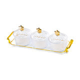 Maxbell Divided Serving Dishes Dried Fruit Tray with Lid for Cookies Dried Fruit Nut 3 Grid