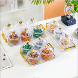 Maxbell Divided Serving Dishes Dried Fruit Tray with Lid for Cookies Dried Fruit Nut 4 Grid